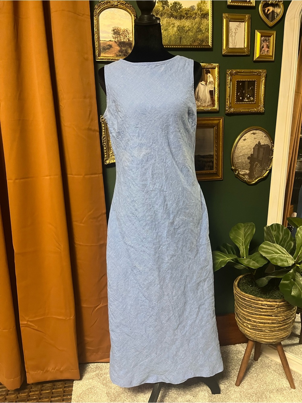 Lands' End Washed Sleeveless Maxi Dress in Light Blue